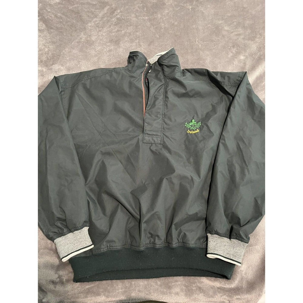 Ireland Irish Jacket Adult Medium Green Embroidered Half Zip Jacket